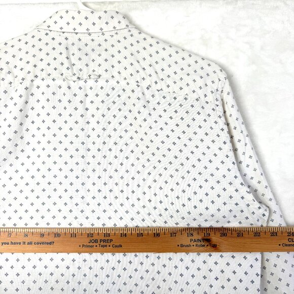 Banana Republic Factory Linen Blend Slim Fit Geometric Button Up Shirt Mens L - Picture 4 of 7
